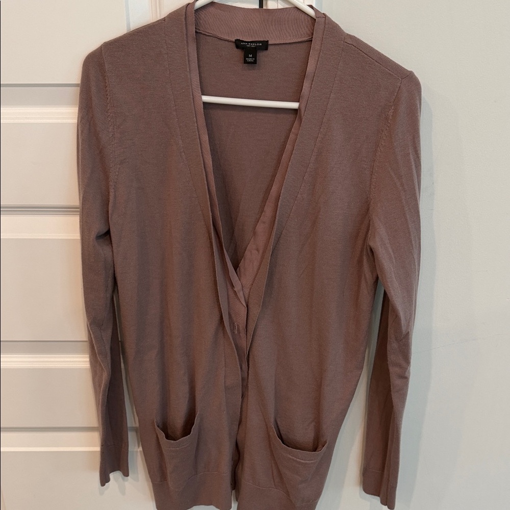 Ann Taylor Women's Dusty Rose Open-Front Cardigan Size Medium